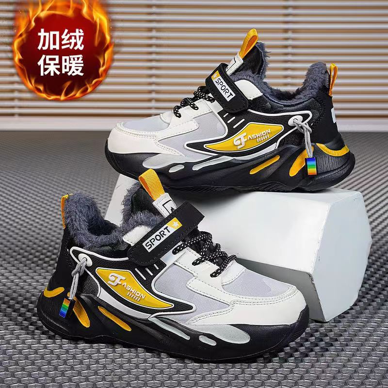 Zapatos para niños zapatilla de deporte para niños zapatos de algodón de invierno zapatos para niños gruesos forrados con forro polar niños medianos y grandes zapatos para correr para estudiantes de escuela primaria