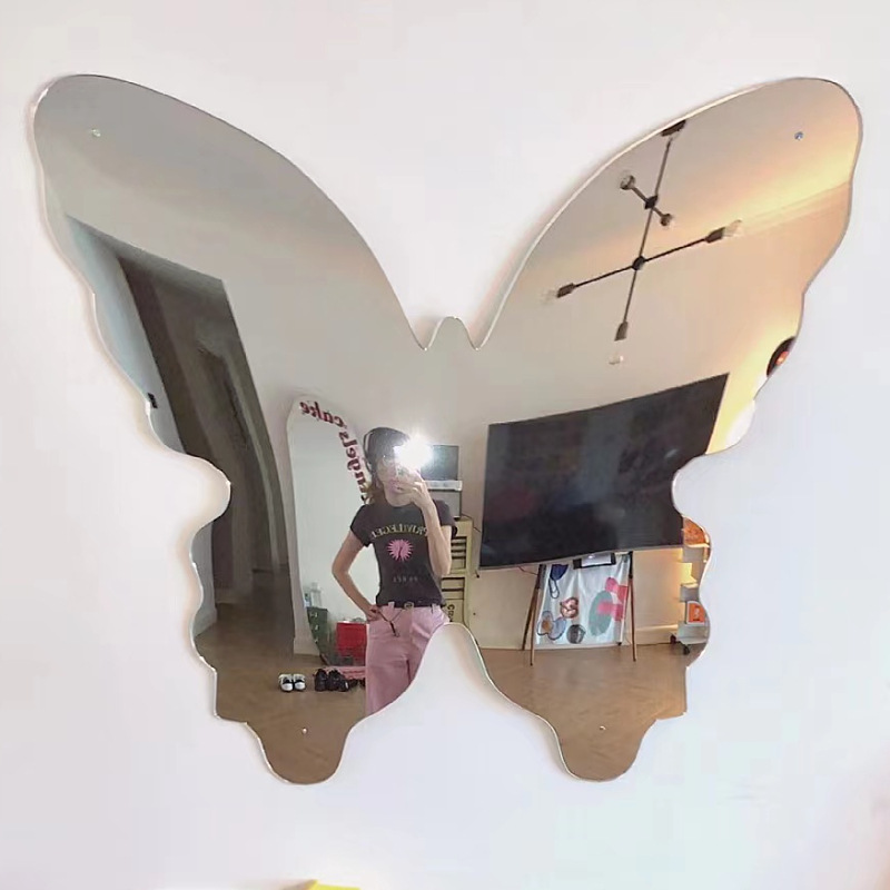 ins镜面立体墙网红同款大型亚克力蝴蝶镜子免打孔镜面墙拍照打卡