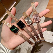 DW手表复古轻奢小众精致石英腕表玫瑰金祖母绿盘小绿表男女士腕表