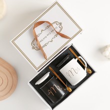 亚马逊北欧伴手礼陶瓷杯子带盖水杯马克杯礼品杯套装LOGO礼盒装