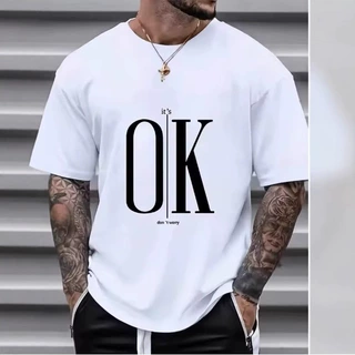Ok Concise Slogan 图形 男士T恤服装合身圆领T恤休闲舒适短袖