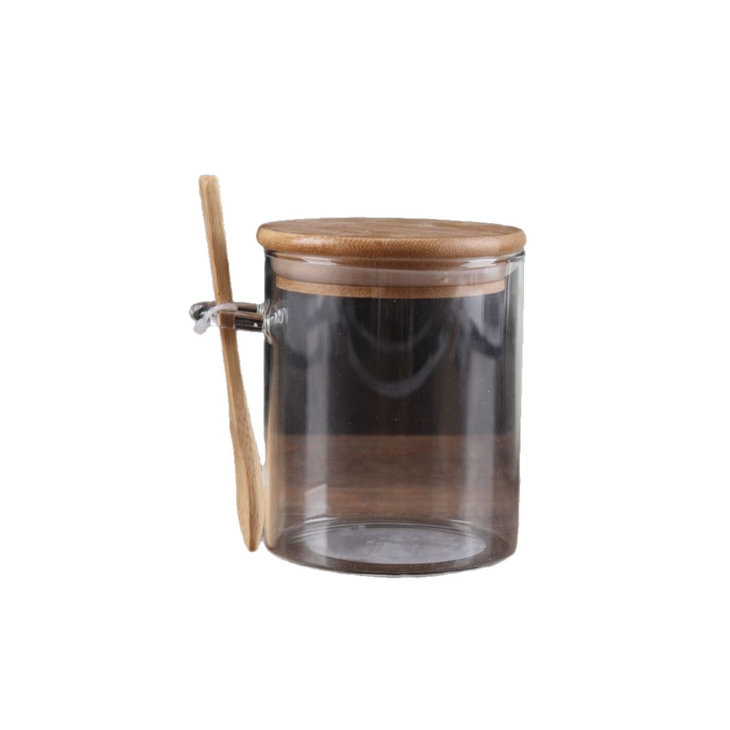 Taza de sellado de vidrio de alto borosilicato personalizada con cucharas, tanque de condimento de almacenamiento, lata de té de dulces, tanque de sellado de almacenamiento multipropósito image 5