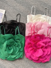 法式宮廷風設計感立體花吊帶背心女2024新款1感打底衫上衣女春秋