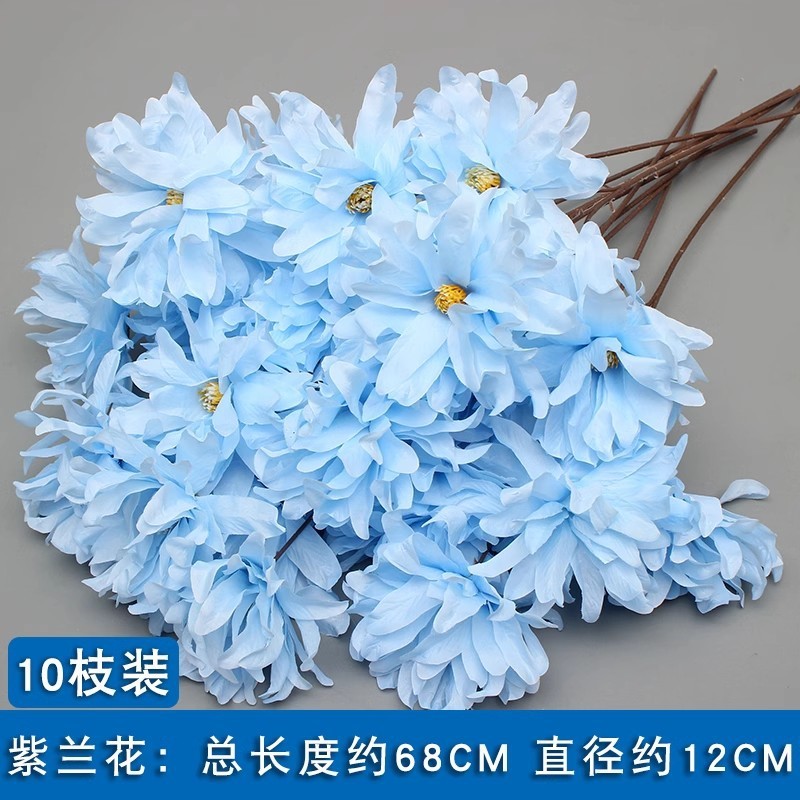 10本の青い色のシミュレーションの花の室内の絹の花の結婚祝いの装飾の花の生け花は造花の天井の花の路の花を並べます。|undefined
