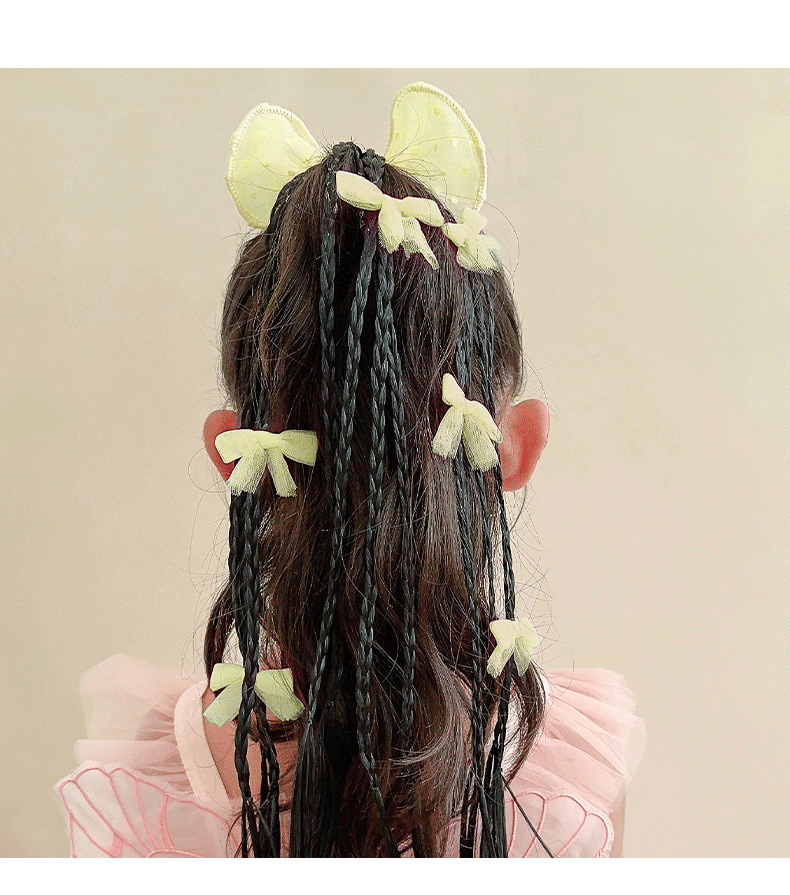 Kid's Sweet Heart Shape Bow Knot Plastic Gauze Braid Hair Clip display picture 4