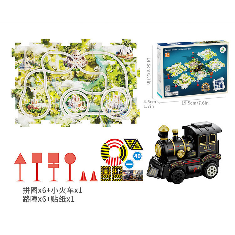 Niños plástico multi-funcional rompecabezas eléctrico coche de ferrocarril mini Road sign rompecabezas ensamblado juguete traje fábrica al por mayor