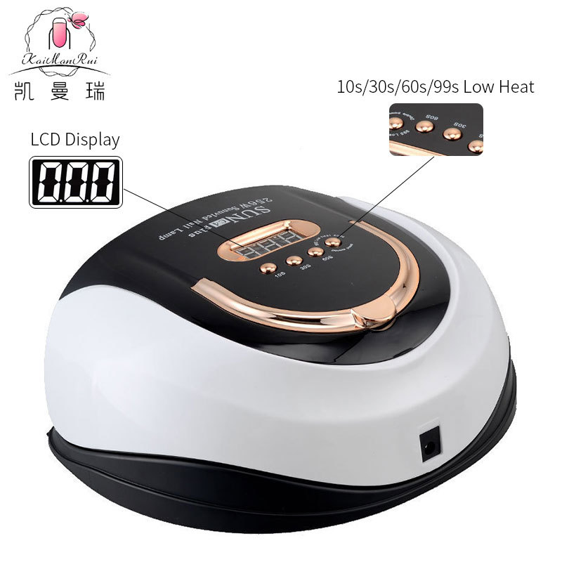 Lámpara de uñas de alta potencia de 256W con mango para principiantes, lámpara de curado de gel para esmalte de uñas, lámpara de fototerapia de secado rápido con colores deslumbrantes para uso transfronterizo.