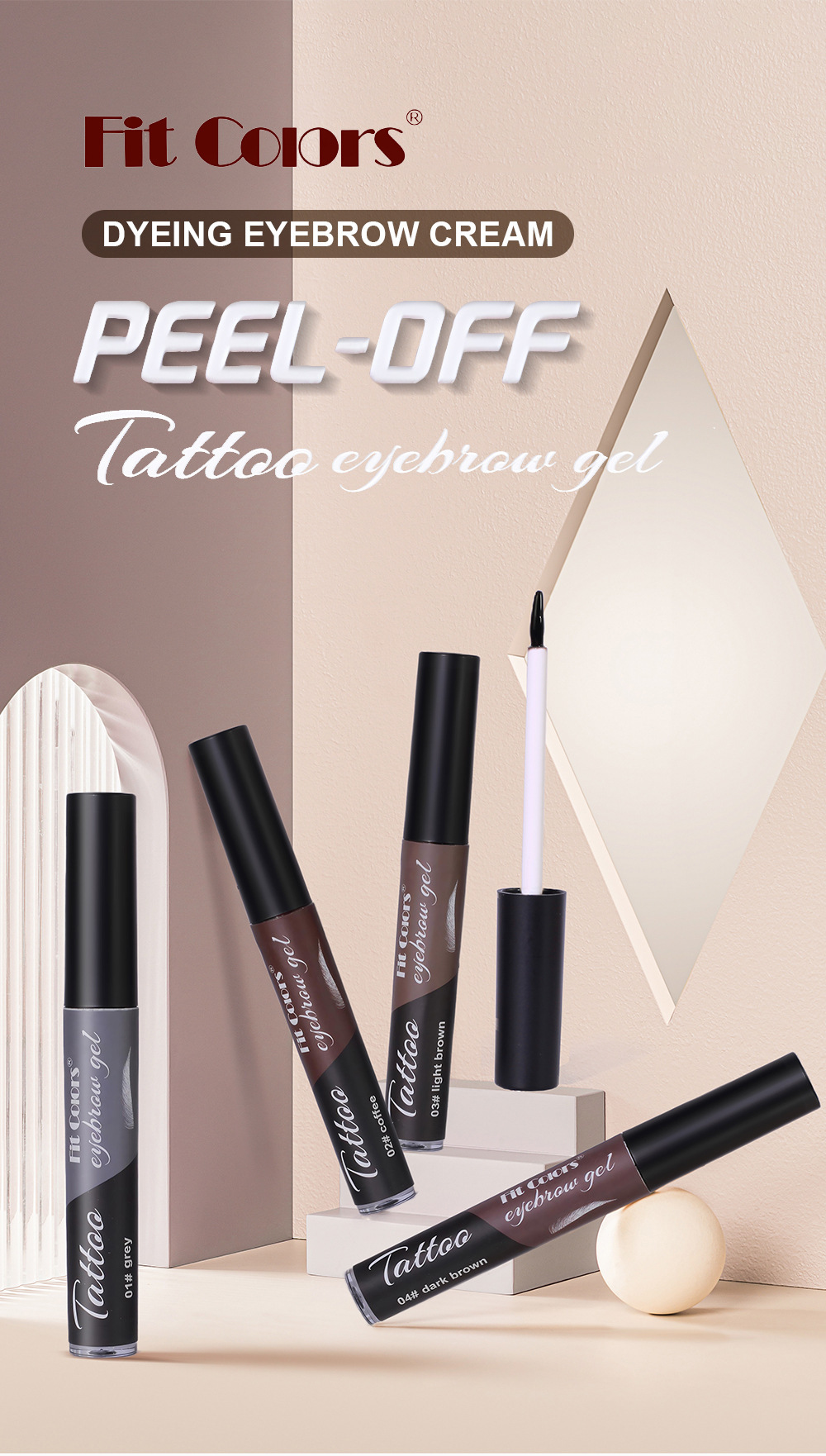 Fit Colors 4-color peel-off eyebrow Gel is water-resistant and does not smudge. It is a three-dimensional eyeliner and eyebrow gel details Picture