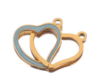 Acero inoxidable doble agujero amor esmalte gota aceite colgante doble anillo amor colgante DIY joyería accesorios collar pulsera