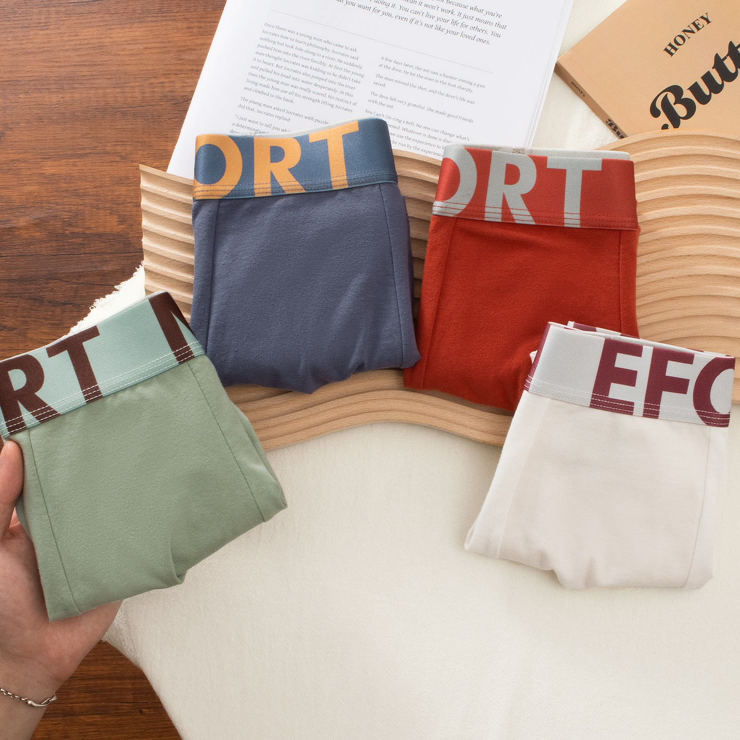 Pantalones de algodón para hombres Cordyceps antibacteriana entrepierna transpirable estilo personalidad letras quillones al por mayor