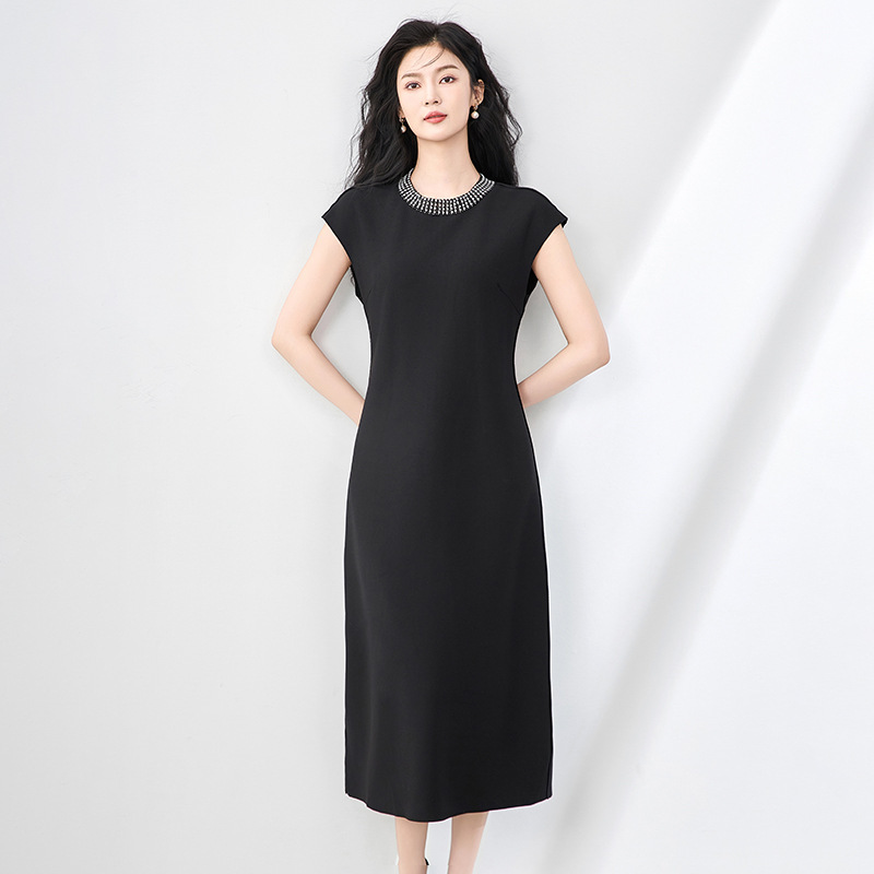 Đầm suông nữ midi mùa hè tay ngắn cổ tròn — 2506905 - Đỏ chi tiết 2