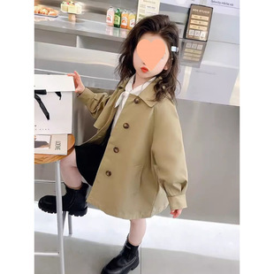 Girls' Trench Coat Jacket Spring and Autumn Stylish Children's Autumn Outfit 2025 New Mid-Length Style for Baby Girls Autumn British Style