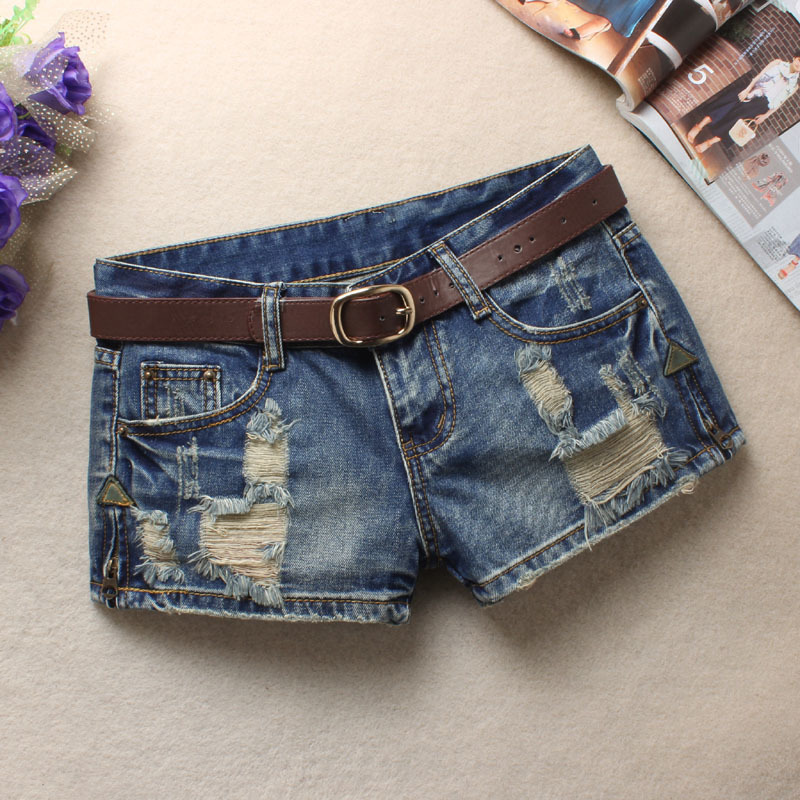 Summer Low-Waist Denim Shorts for Women, Hot Pants, Slimming, Large Size, Loose, Ripped, Zipper Decoration, Korean Style, Trendy, Direct Sales, Straight Hair