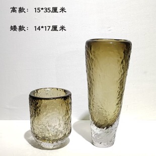 現代簡約錐型高檔琉璃花瓶台面插花裝飾家居餐廳桌面樣板間設計擺