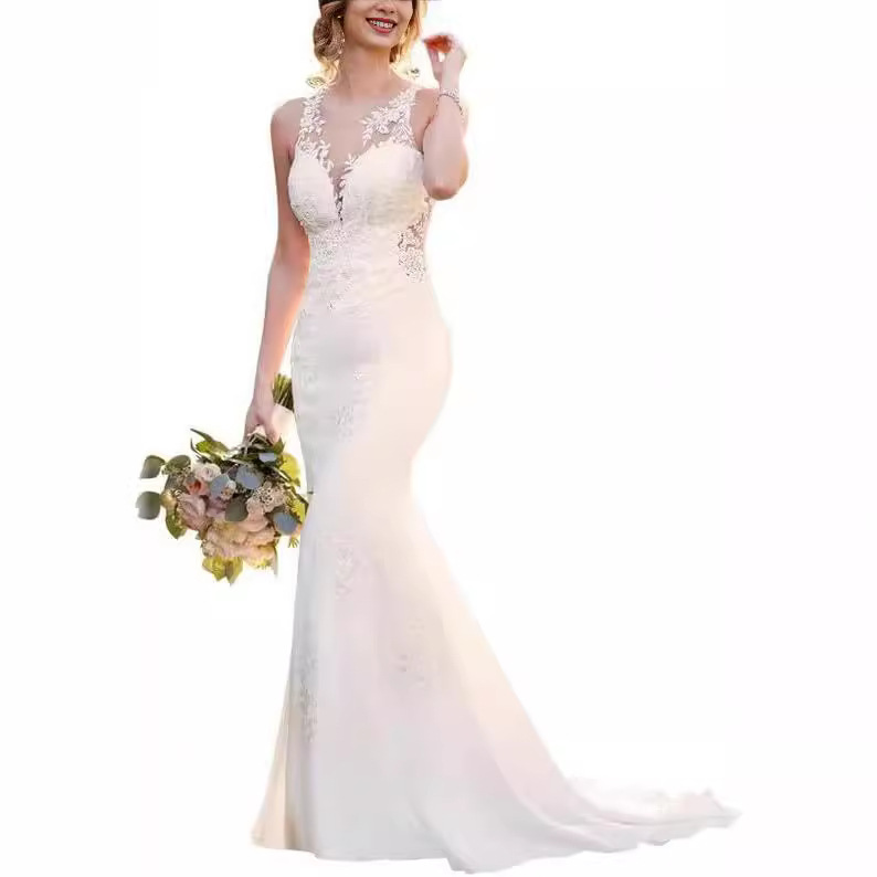 Back 2025 New European and American Princess Bride Fish Tail Wedding…