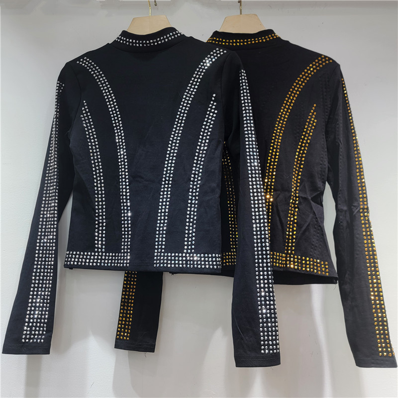 2026 principios de primavera nuevo diseño de moda sensación de delgado versátil diamante caliente brillante delgado cardigan con cremallera de moda