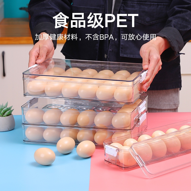Grado alimenticio PET caja de huevo transparente para cocina hogar refrigerador puerta lateral huevo portador especial sellado huevo marco