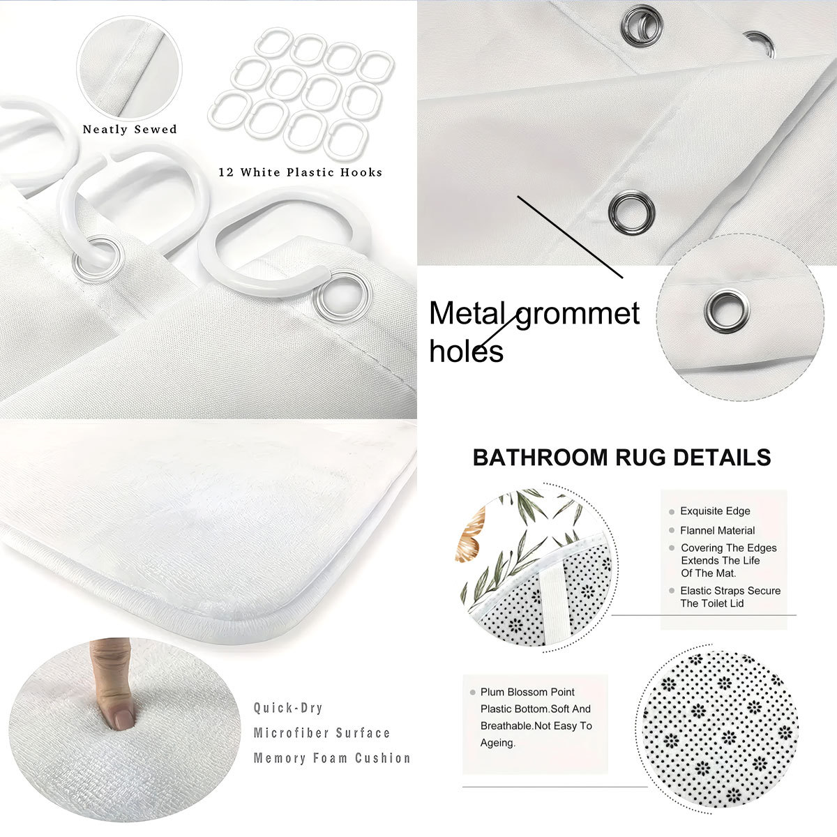 Cortina de baño de cuatro piezas de poliéster impresión digital 3D mariposa sin perforación separación seca y húmeda cortina de baño impermeable image 5