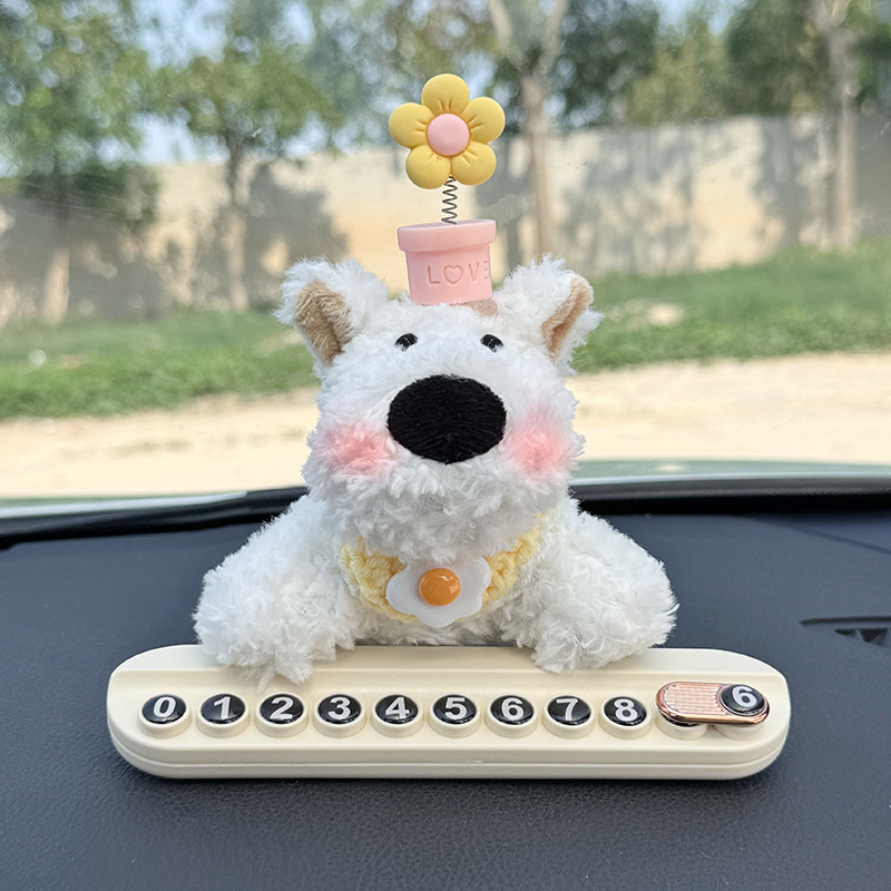 Placa de estacionamiento temporal encantadora muñeca de West Highland de alta calidad decoración de automóviles accesorios móviles tarjeta telefónica niñas