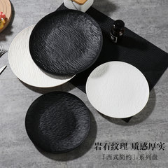 洋食プレート 和風フロストプレート ホームダイニングプレート 高級食器 プラスチックフラットプレート ステーキ ライト高級ブラックプレート