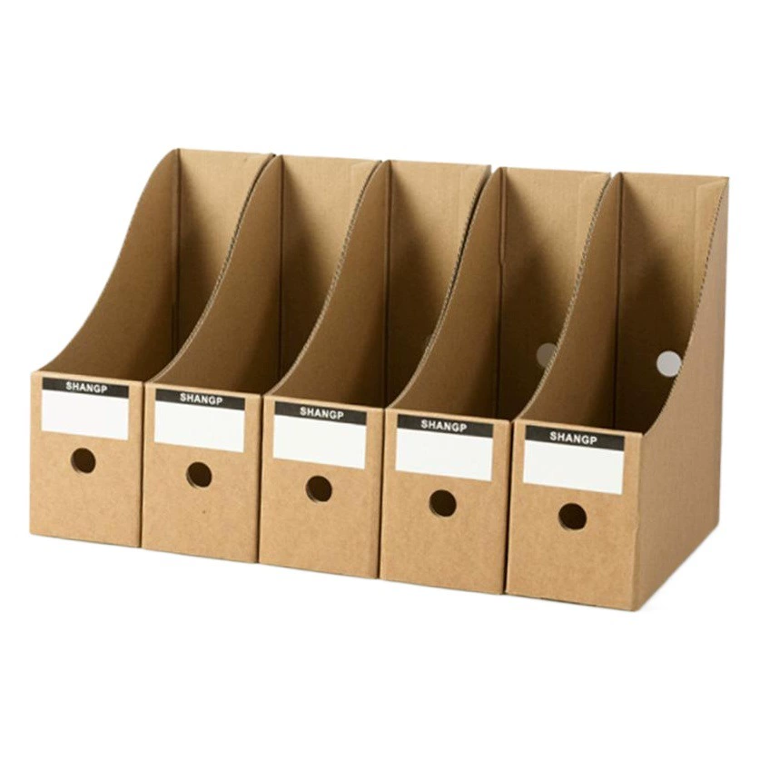 Канцелярские товары файловый ящик для хранения файлов стойка для журналов коробка с зажимом из крафт-бумаги Настольный ящик для хранения файловый шкаф оптом