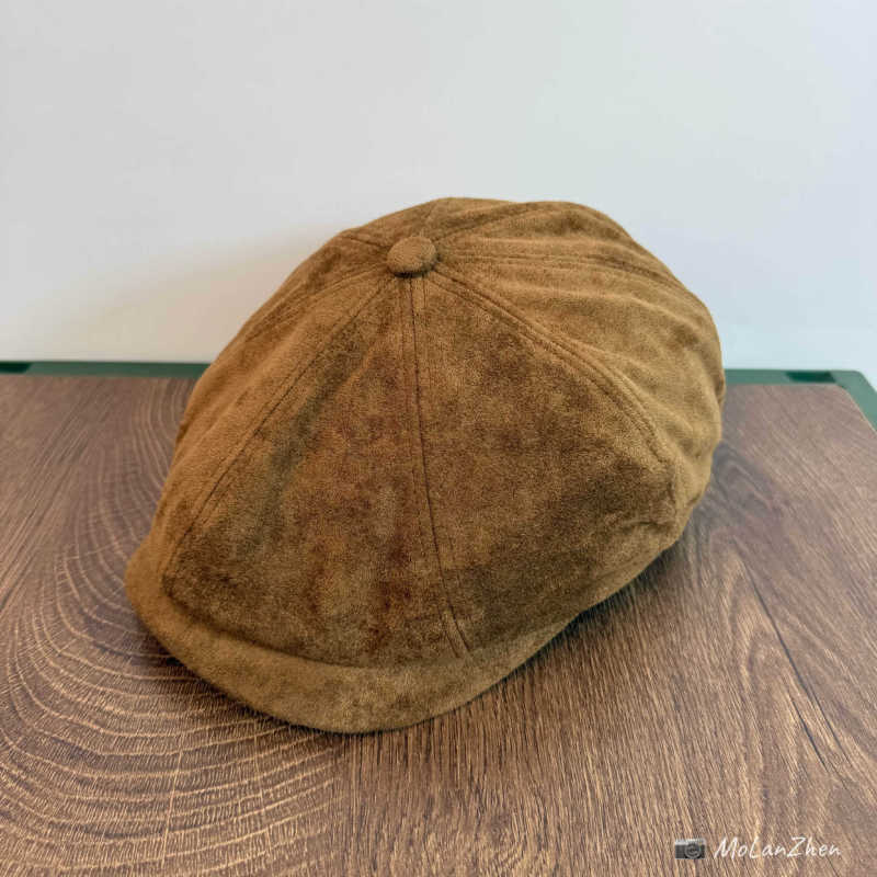 日系复古高品质麂皮绒报童帽子男女秋冬英伦风大版型显脸小八角帽|undefined