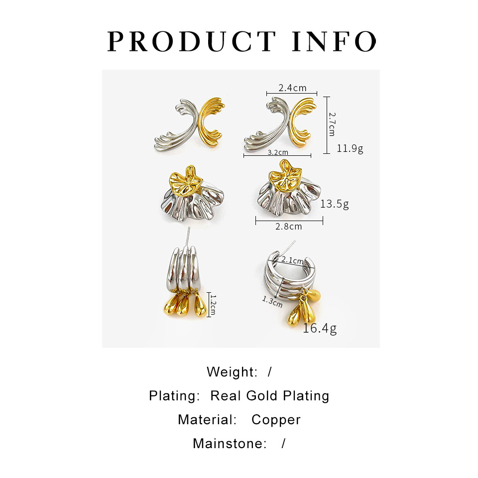 15g Weight Copper Ear Needle Material Geometric Copper Simple Style Streetwear Drop Earrings Ear Studs