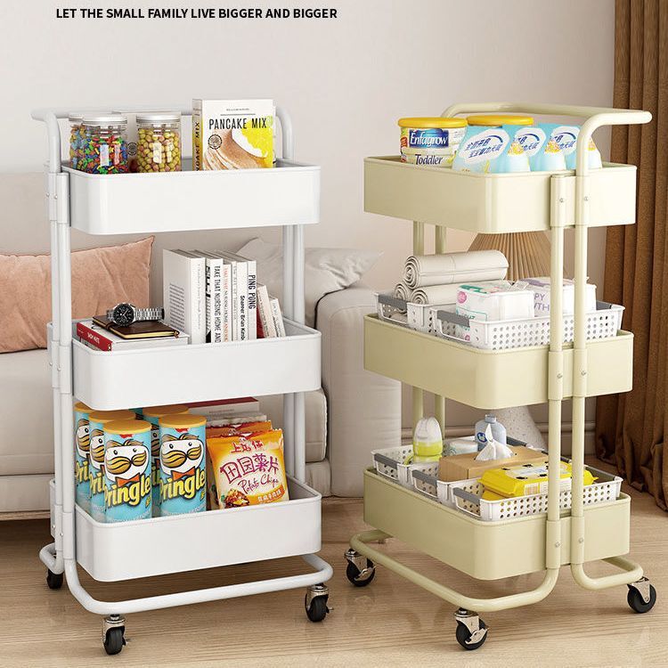 Movable Storage Rack, Kitchen Storage Rack, Living Room Snack Rack, Bathroom Bedside Rack, Household Storage Trolley
