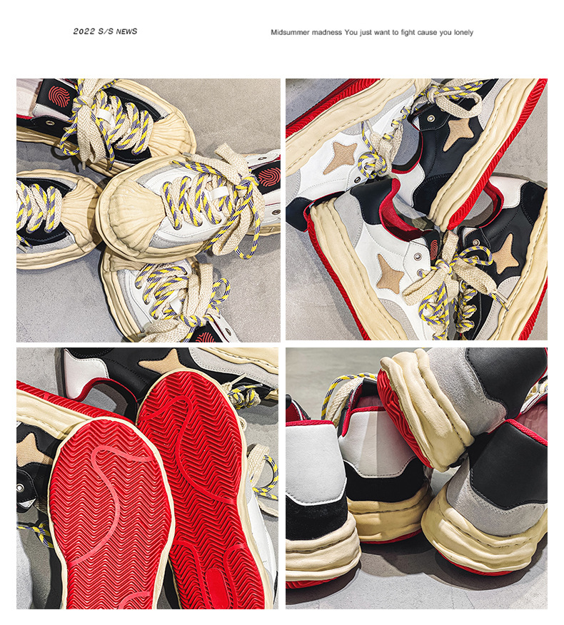 Neues Nischendesign: Sanyuan Kangyu Shell Head Dissolved Koreanische Sport- und Freizeit-Schnürschuhe mit dicker Sohle für Herren_voghion.com