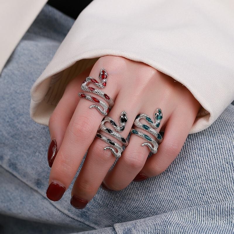 Cross-border hot selling original snake epoxy high-grade ins cold wind irregular index finger ring trendy cool female ring