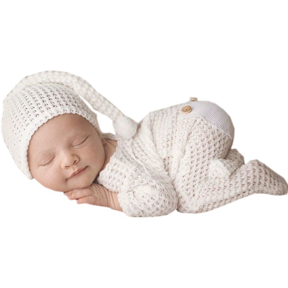 Комплект для фотосессии новорожденных: трикотажный комбинезон для фотосъемки, шапочка для фотостудии