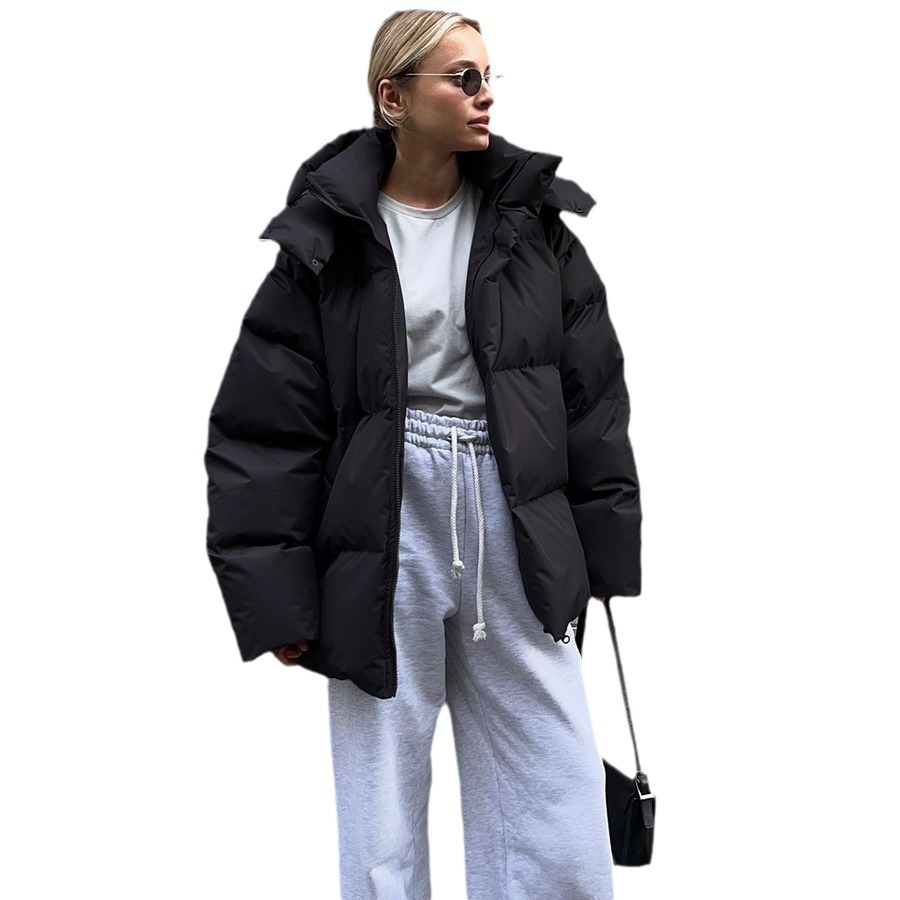 Women's Clothing cotton jacket cotton jacket women's loose warm solid color cotton jacket coat tops_voghion.com