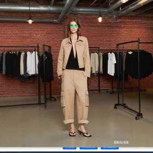 2025 Early Autumn New Style "Casual Old Money Style" Khaki Heavy Texture Early Autumn Jacket Versatile Wear Cargo Pants Set
