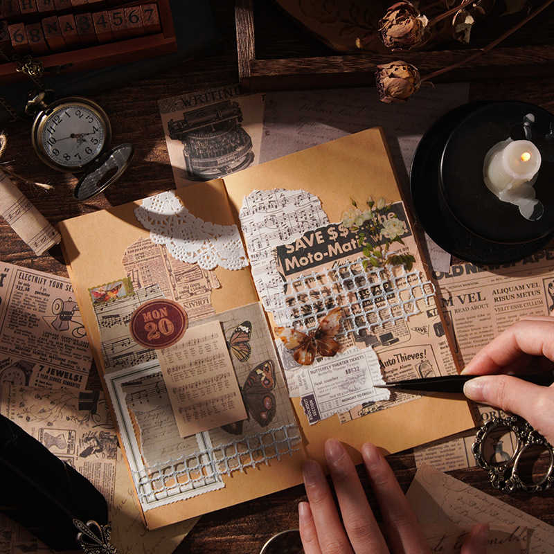 Libro de estilo europeo Rima Retro Material de cuenta manual Papel de bricolaje Material de decoración de paisajismo Material de cuenta manual de mensaje no pegajoso