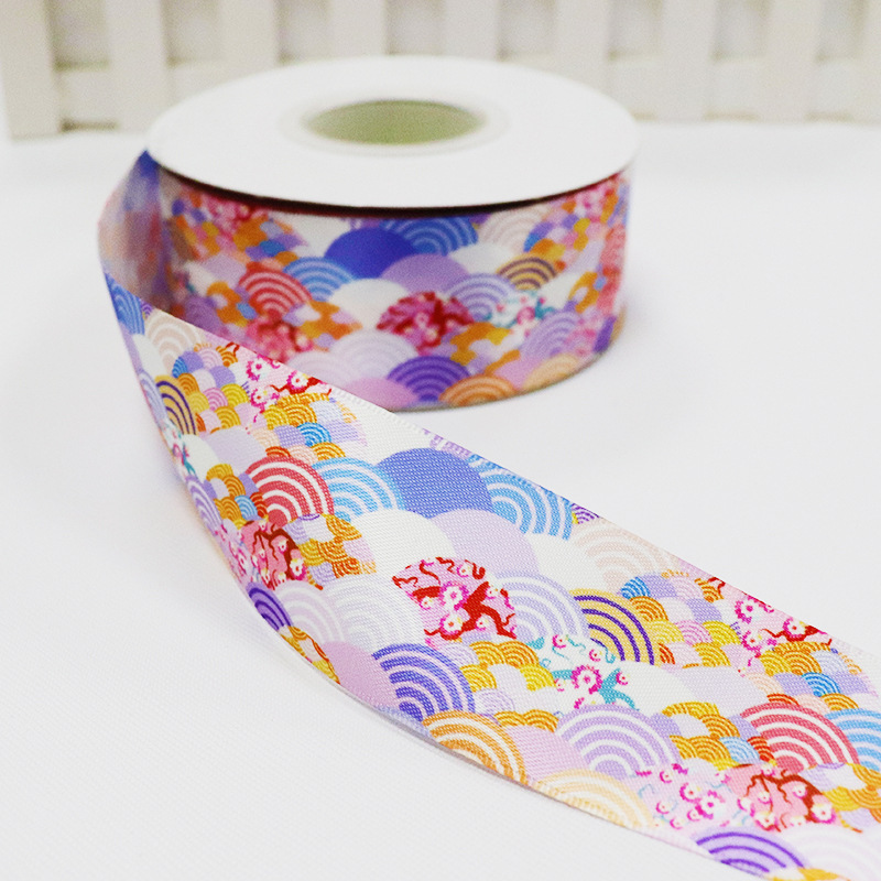 Estilo japonés impreso tocado DIY costilla cinta hecha a mano arco cinta accesorios de ropa cinta