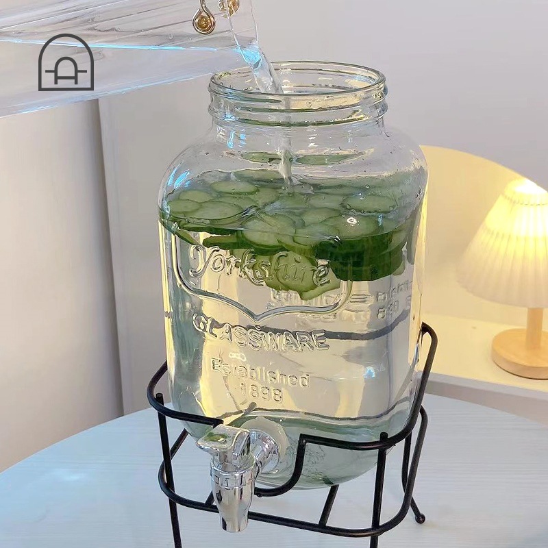 玻璃帶龍頭冷水壺水果放冰箱涼水壺冷水桶不鏽鋼水龍頭扎壺涼水壺