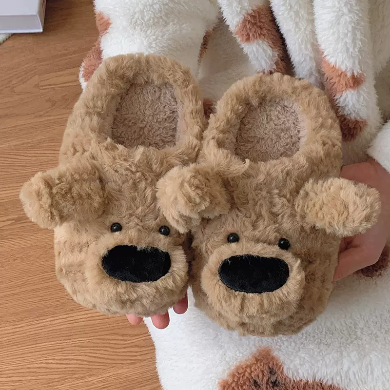 可爱大鼻狗儿童棉拖鞋冬季保暖男童女童ins亲子毛绒居家鞋批发