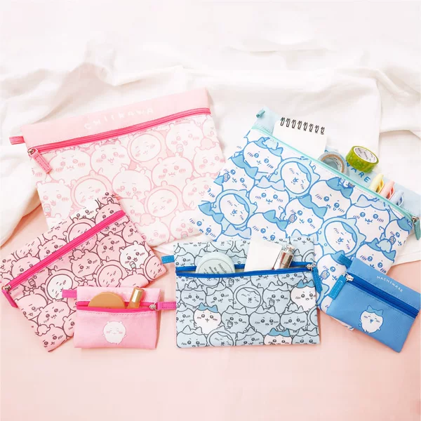 Japanese-Style Cute Cartoon Jiikawa Storage Bag Usachi Zipper Stationery Pencil Case Small Makeup Bag Three-Piece Set