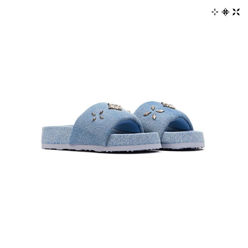 Niche Designer Washed Denim Slip-On Sandals 2026 Summer New Style Women's Outdoor Thick-Soled Height-Increasing Shoes Niche Designer Washed Denim Slip-On Sandals 2026 Summer New Style Women's Outdoor Thick-Soled Height-Increasing Shoes