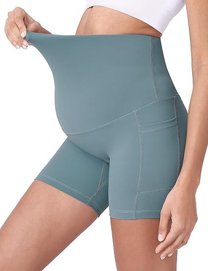 ヨーロッパとアメリカの越境販売向け、妊婦用ショートパンツ、ハイウエスト、スポーツ、腹部サポート、ヒップアップ、レギンス、ヨガパンツ、ポケット付き 5inchと8inch|undefined