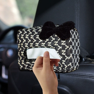 Holder Female Interior Decoration Items – Car tissue box/set - little-black-bow-high-end-tissue-bag