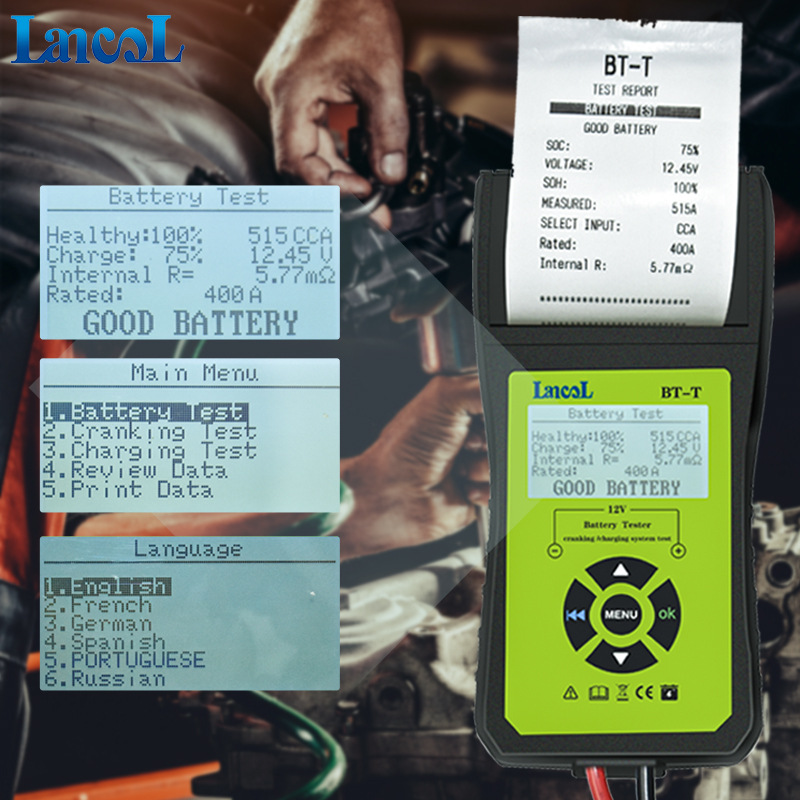 Lancol Bt-T Battery Tester Car Battery Measurement with Printer Automotive System Diagnostic Instrument