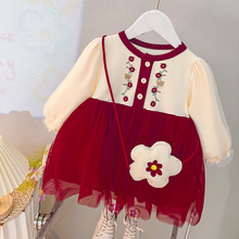 女小童连衣裙2025秋季纱裙新年衣服外出公主裙女宝宝裙子礼服裙