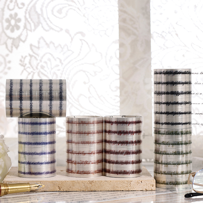 Inscripción Tiempo Transparente Impermeable Pet Retro Frases en inglés Cuenta manual Diy Material de base Cinta decorativa Conjunto de caja