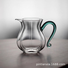日式公道杯耐热玻璃透明分茶器泡茶杯带把手公杯茶海家用功夫茶具