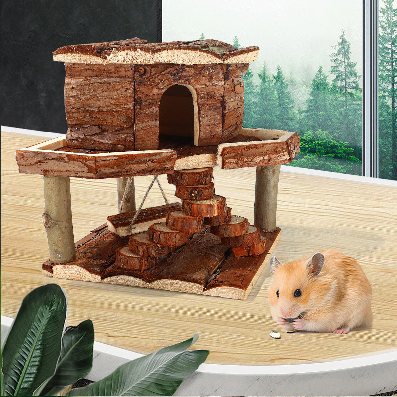 woodiness bark Removable stairs double-deck Watkins Bear villa Chalet Hamsters Ogi Pets Dollhouse