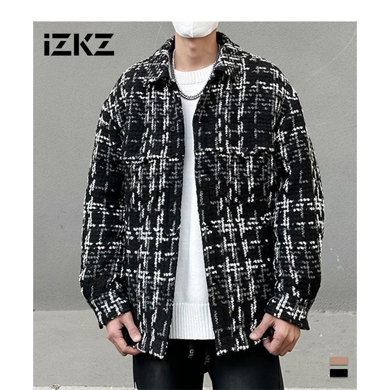 Izkz Plaid Lap Down Jacket 남자의 겨울 새로운 냉간 의류 작은 샤넬 스타일 남성 슈페리어 90 덕 다운 재킷