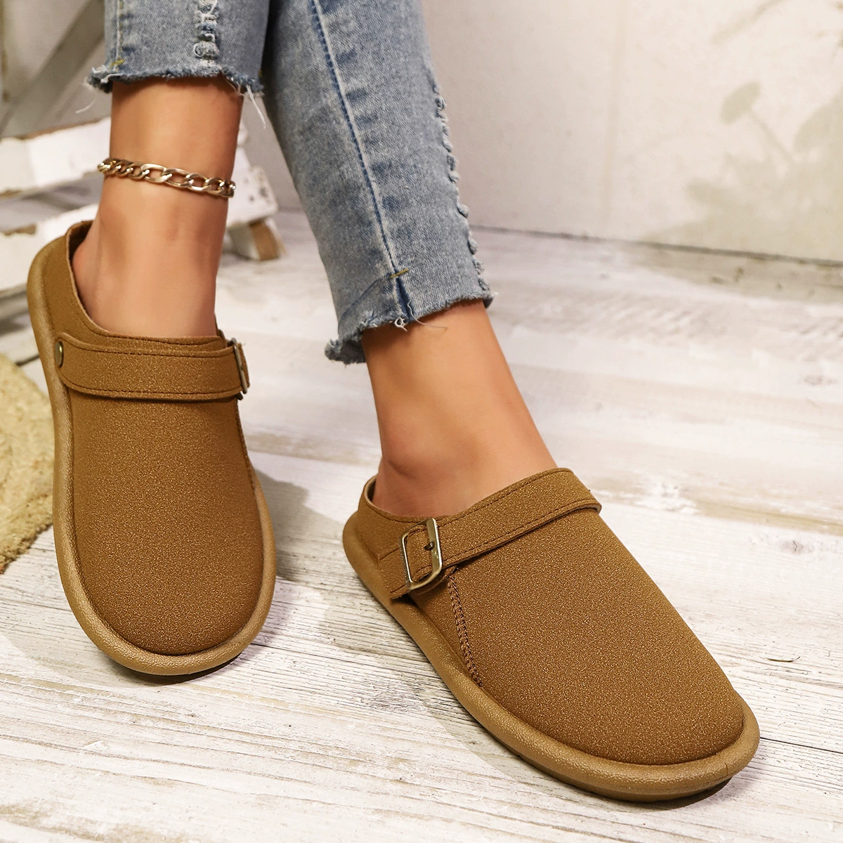 Весенняя новая плоская обувь Birkenn для внешней торговли трансграничные 2025 ретро мягкая подошва Lefu обувь женская педаль ленивая одиночная обувь