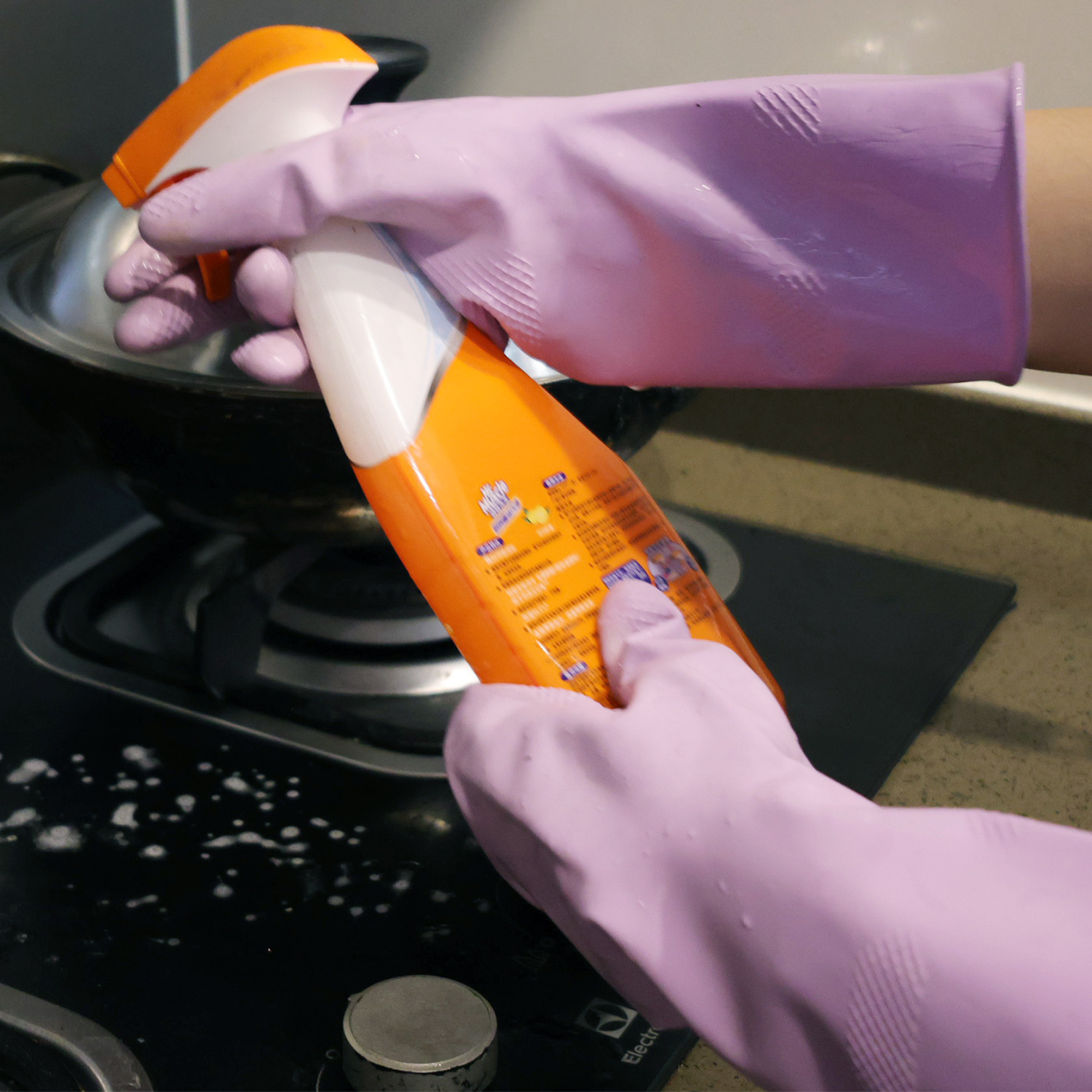 Desarrolle guantes de estilo regular para el hogar de látex de 32cm para lavar los platos en otoño e invierno, limpieza de las tareas del hogar, guantes de cocina de goma de limpieza