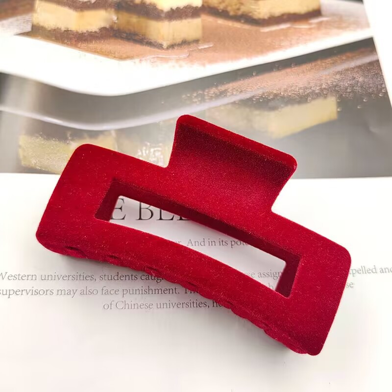 Haarklammern aus rotem Samt für Damen und Mädchen, große Haarklammern für dickes Haar, starker Halt, Haarklammern, Weihnachtsgeschenke_voghion.com